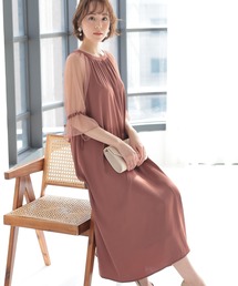 結婚式 パーティー ドレス バックリボン ロング&七分袖 セレモニー フォーマル オケージョンドレス お呼ばれ 二次会 成人式 同窓会 謝恩会 20代 30代