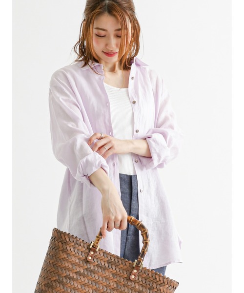 Te chichi(テチチ)の「フレンチリネンシャツ(シャツ/ブラウス・レディース・グリーン/ブルー/オフホワイト/ピンク・フリ-)」の4枚目の写真