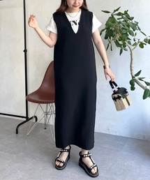 prose verse | メランジVネックワンピース(ジャンパースカート)