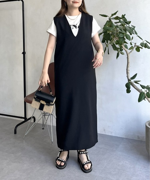 prose verse（プロズヴェール）の「メランジVネックワンピース（ジャンパースカート・レディース・ブラック/グレー・MEDIUM）」の17枚目の写真