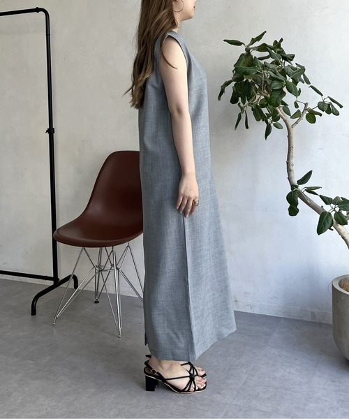 prose verse（プロズヴェール）の「メランジVネックワンピース（ジャンパースカート・レディース・ブラック/グレー・MEDIUM）」の8枚目の写真