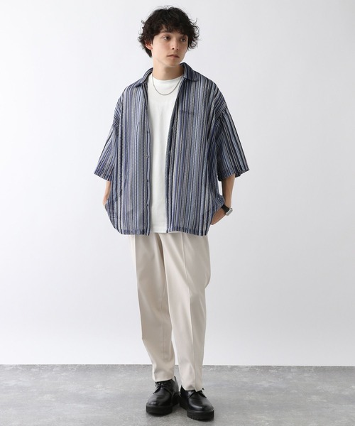 RAGEBLUE（レイジブルー）の「メッシュニット/ストライプ柄シャツ（シャツ/ブラウス・メンズ・ブラック/ブルー/ブラウン/ブラック系その他/ピンク/オレンジ・LARGE/MEDIUM）」の16枚目の写真