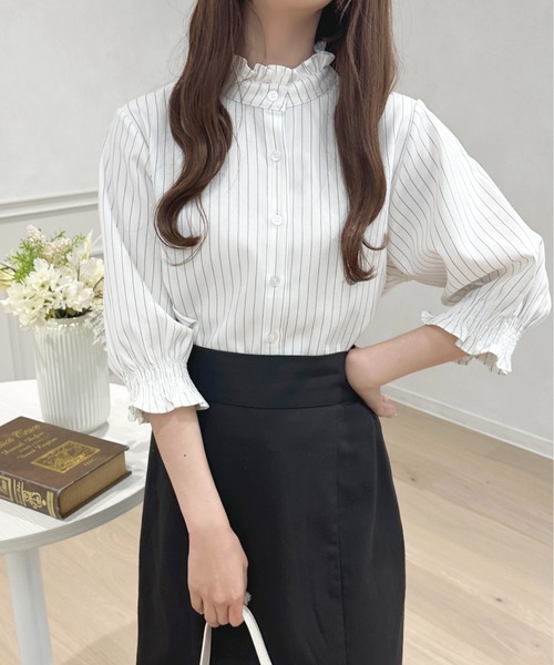apres jour(アプレジュール)の「ラッフル+パフスリーブブラウス【ZOZOTOWN限定アイテム】(シャツ/ブラウス・レディース・ピンク系その他/グレー/ホワイト系その他/オフホワイト・フリー/X-LARGE)」の10枚目の写真