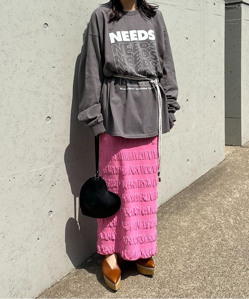 mi via loca(ミヴィアロカ)の「シャーリングボーダー Iライン タイトスカート(スカート・レディース・ブラック/ピンク/グリーン/ブラウン/イエロー・FREE)」の10枚目の写真