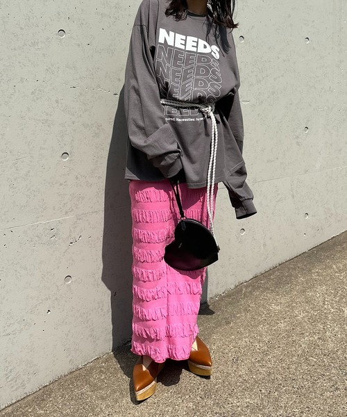 mi via loca(ミヴィアロカ)の「シャーリングボーダー Iライン タイトスカート(スカート・レディース・ブラック/ピンク/グリーン/ブラウン/イエロー・FREE)」の11枚目の写真