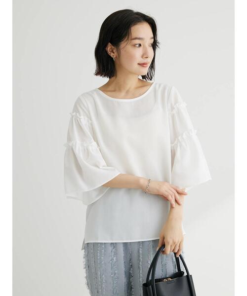 Green Parks(グリーンパークス)の「ティアード袖ブラウス(シャツ/ブラウス・レディース・オフホワイト/ネイビー/ライトグリーン・FREE)」の13枚目の写真