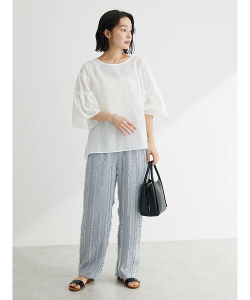 Green Parks(グリーンパークス)の「ティアード袖ブラウス(シャツ/ブラウス・レディース・オフホワイト/ネイビー/ライトグリーン・FREE)」の9枚目の写真