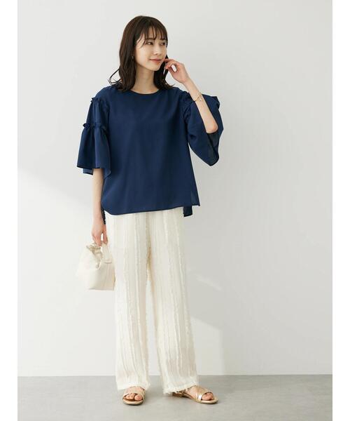 Green Parks(グリーンパークス)の「ティアード袖ブラウス(シャツ/ブラウス・レディース・オフホワイト/ネイビー/ライトグリーン・FREE)」の10枚目の写真