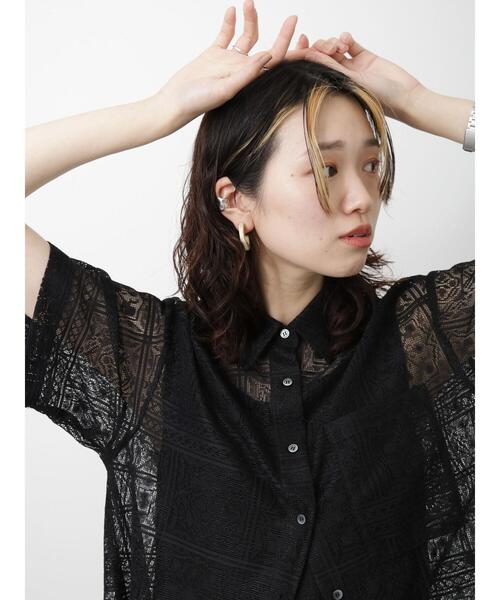 Samansa Mos2 blue（サマンサモスモスブルー）の「レースシャツ（シャツ/ブラウス・レディース・キナリ/オフホワイト/ブラック・F）」の11枚目の写真