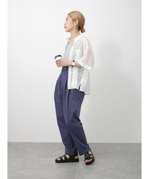 Samansa Mos2 blue（サマンサモスモスブルー）の「レースシャツ（シャツ/ブラウス・レディース・キナリ/オフホワイト/ブラック・F）」の14枚目の写真