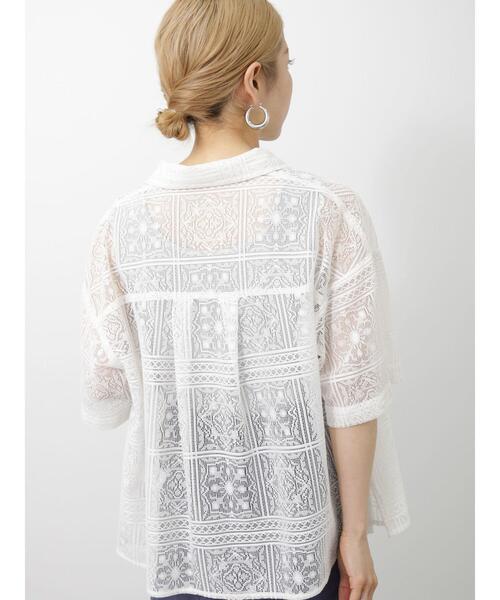 Samansa Mos2 blue（サマンサモスモスブルー）の「レースシャツ（シャツ/ブラウス・レディース・キナリ/オフホワイト/ブラック・F）」の20枚目の写真