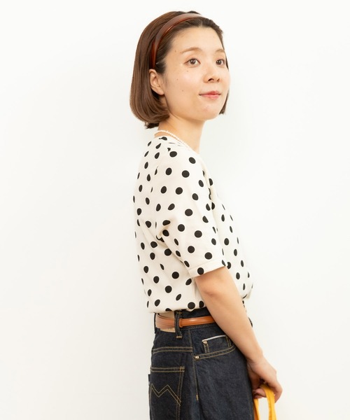 CHILD WOMAN（チャイルドウーマン）の「フライスドットプリント　5分袖プルオーバー（Tシャツ/カットソー・レディース・ブラック/オフホワイト・FREE）」の17枚目の写真