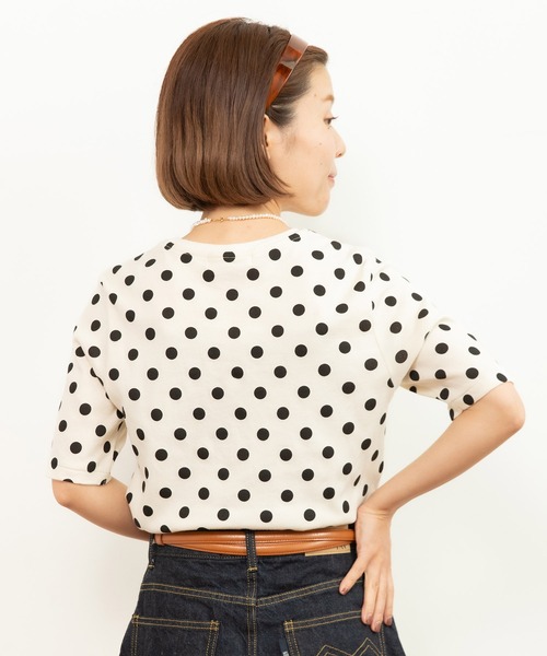 CHILD WOMAN（チャイルドウーマン）の「フライスドットプリント　5分袖プルオーバー（Tシャツ/カットソー・レディース・ブラック/オフホワイト・FREE）」の18枚目の写真