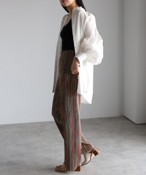 amini(アミニ)の「【2023 S/S 新作】MIXカラープリーツパンツ(スラックス・レディース・グリーン系/パープル/オレンジ・MEDIUM)」の9枚目の写真