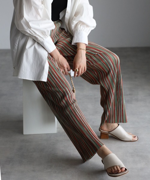 amini(アミニ)の「【2023 S/S 新作】MIXカラープリーツパンツ(スラックス・レディース・グリーン系/パープル/オレンジ・MEDIUM)」の13枚目の写真