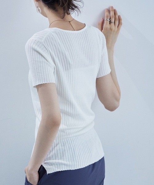 Vネックリブサマーニット（ニット/セーター）｜etoll.（エトル）の