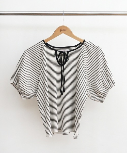 flower（フラワー）の「ネックリボンボーダーティーズ（Tシャツ/カットソー・レディース・ブラック/ベージュ・FREE）」の11枚目の写真