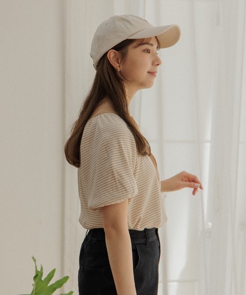 flower（フラワー）の「ネックリボンボーダーティーズ（Tシャツ/カットソー・レディース・ブラック/ベージュ・FREE）」の6枚目の写真