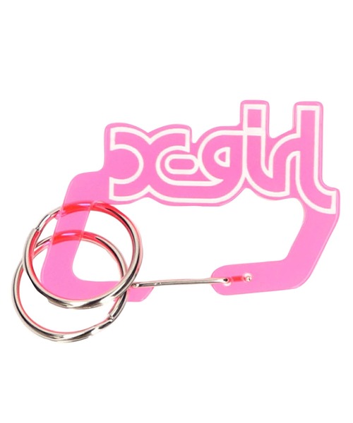 X-girl（エックスガール）の「MILLS LOGO CARABINER（キーホルダー・レディース・シルバー/ピンク/ブラック・ONE SIZE）」の2枚目の写真