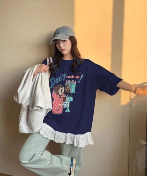 goaのTシャツ絶妙な色合い★美品　♡ Mサイズ オーバーサイズカジュアルロングTシャツ 8650[品番：XB000009048