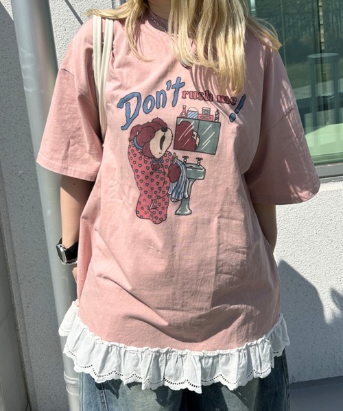LAC-VERT(ラック・ヴェール)の「【お気に入り登録数15,000突破!】オーバーサイズベアTシャツ(Tシャツ/カットソー・レディース・ホワイト/グレー/チャコールグレー/ネイビー/ピンク/ブルー/イエロー・FREE)」の15枚目の写真