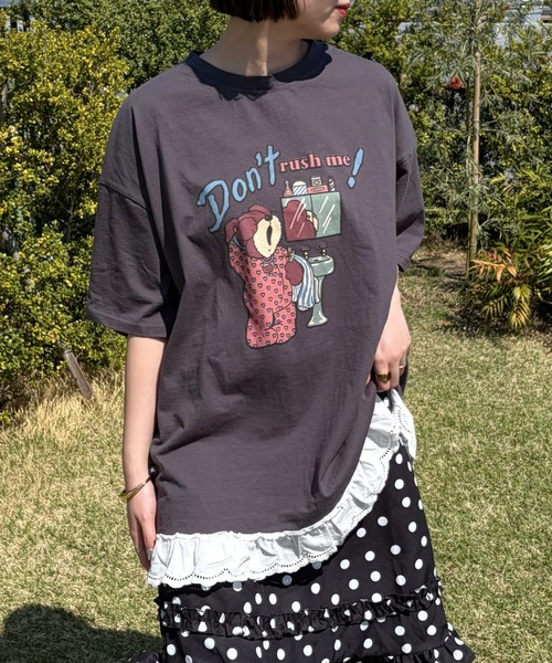 LAC-VERT(ラック・ヴェール)の「【お気に入り登録数15,000突破!】オーバーサイズベアTシャツ(Tシャツ/カットソー・レディース・ホワイト/グレー/チャコールグレー/ネイビー/ピンク/ブルー/イエロー・FREE)」の9枚目の写真