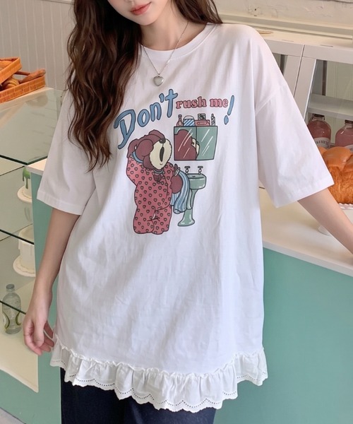 LAC-VERT(ラック・ヴェール)の「【お気に入り登録数15,000突破!】オーバーサイズベアTシャツ(Tシャツ/カットソー・レディース・ホワイト/グレー/チャコールグレー/ネイビー/ピンク/ブルー/イエロー・FREE)」の10枚目の写真