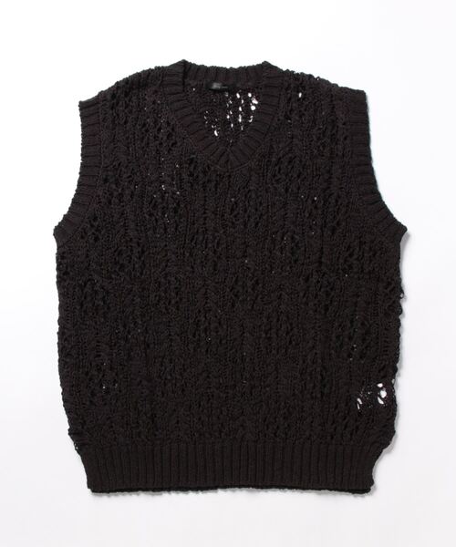 Bling Leads（ブリングリーズ）の「/Bling leads/レース編みＶネックニットベスト（ベスト・メンズ・ダークオレンジ/ブラック・LARGE/MEDIUM）」の5枚目の写真