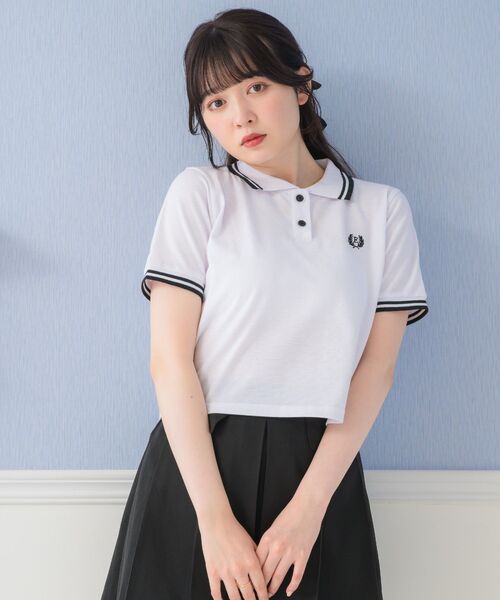 ems excite(エムズエキサイト)の「ラインポロTEE(ポロシャツ・レディース・オフホワイト/ダークブルー/ライトグレー・FREE)」の2枚目の写真