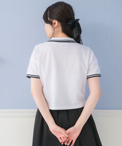 ems excite(エムズエキサイト)の「ラインポロTEE(ポロシャツ・レディース・オフホワイト/ダークブルー/ライトグレー・FREE)」の10枚目の写真