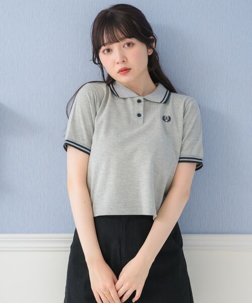 ems excite(エムズエキサイト)の「ラインポロTEE(ポロシャツ・レディース・オフホワイト/ダークブルー/ライトグレー・FREE)」の15枚目の写真