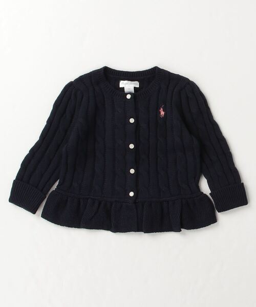 美品ラルフローレン レディース ペプラムカーディガン ケーブル 160 ネイビー POLO RALPH LAUREN - ラルフローレン レディース ペプラム
