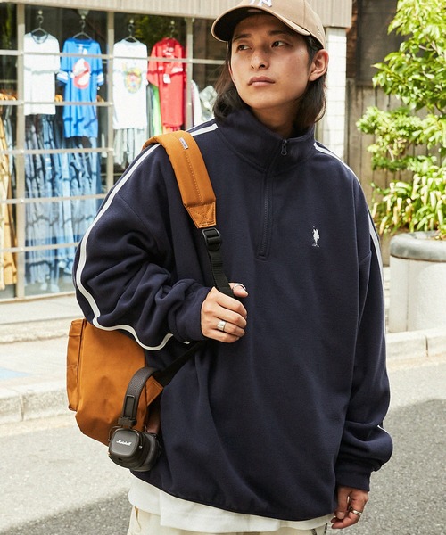 【新品】POLO フリース　刺繍　ハーフジップ　オーバーサイズ　ビックシルエット U.S. POLO ASSN. (ユーエスポロアッスン) BIGシルエット 畔編み