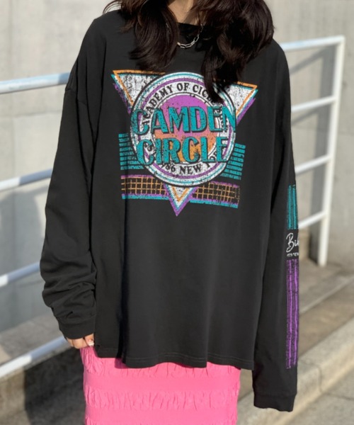 mi via loca(ミヴィアロカ)の「ヴィンテージライクプリントロンT(Tシャツ/カットソー・レディース・グレー/オフホワイト/スミクロ・FREE)」の3枚目の写真