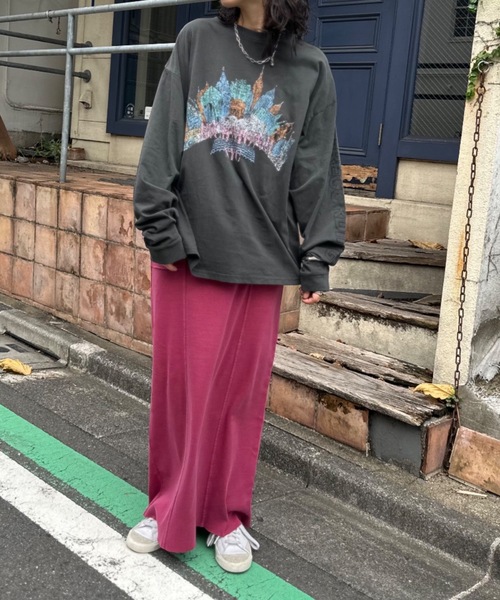 mi via loca(ミヴィアロカ)の「ヴィンテージライクプリントロンT(Tシャツ/カットソー・レディース・グレー/オフホワイト/スミクロ・FREE)」の11枚目の写真