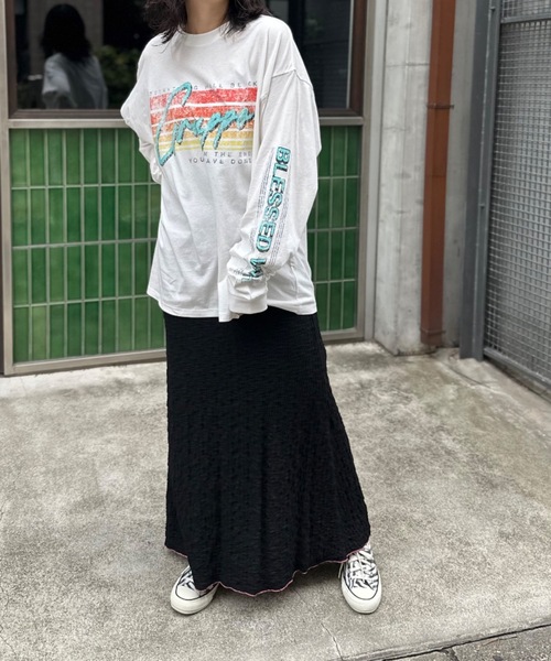 mi via loca(ミヴィアロカ)の「ヴィンテージライクプリントロンT(Tシャツ/カットソー・レディース・グレー/オフホワイト/スミクロ・FREE)」の7枚目の写真