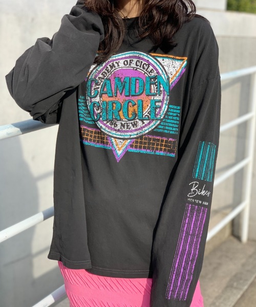 mi via loca(ミヴィアロカ)の「ヴィンテージライクプリントロンT(Tシャツ/カットソー・レディース・グレー/オフホワイト/スミクロ・FREE)」の4枚目の写真