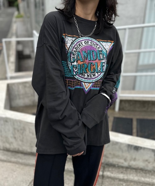 mi via loca(ミヴィアロカ)の「ヴィンテージライクプリントロンT(Tシャツ/カットソー・レディース・グレー/オフホワイト/スミクロ・FREE)」の17枚目の写真