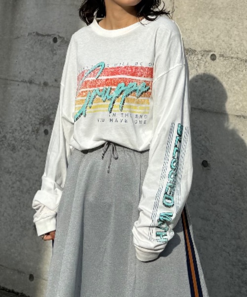 ヴィンテージライクプリントロンT（Tシャツ/カットソー）｜mi