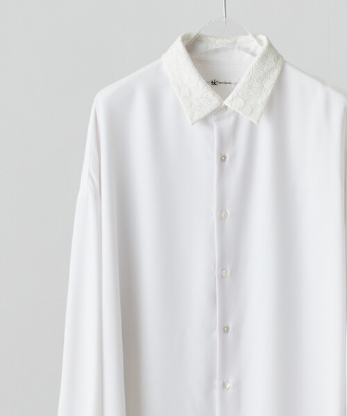 tk.TAKEO KIKUCHI（ティーケータケオキクチ）の「◆【WEB限定】アソート衿デザインシャツ（シャツ/ブラウス・メンズ・ダークグリーン/ブラック/ホワイト系1/チャコールグレー/チャコール/ホワイト系2/ブラック系2/ブラック系1/ダークグリーン系/ホワイト/ホワイト系3/ブラック系・03/01/02）」の4枚目の写真