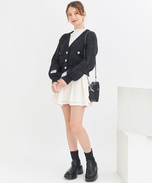 Crea titty&Co. PETIT（クレアティティーアンドコープチ）の「【Crea titty&Co.PETIT 】ボタンショートニットカーディガン（カーディガン/ボレロ・レディース・パープル/ブラック/ホワイト・FREE）」の16枚目の写真