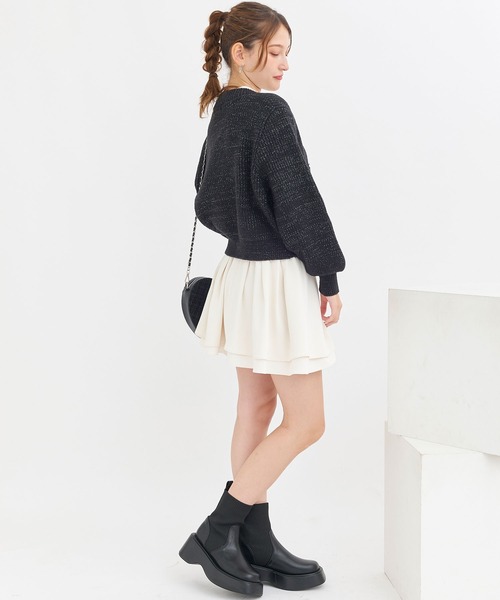 Crea titty&Co. PETIT（クレアティティーアンドコープチ）の「【Crea titty&Co.PETIT 】ボタンショートニットカーディガン（カーディガン/ボレロ・レディース・パープル/ブラック/ホワイト・FREE）」の17枚目の写真