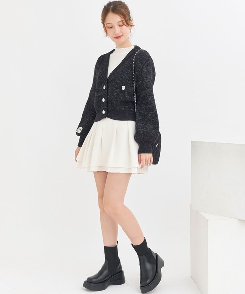 Crea titty&Co. PETIT（クレアティティーアンドコープチ）の「【Crea titty&Co.PETIT 】ボタンショートニットカーディガン（カーディガン/ボレロ・レディース・パープル/ブラック/ホワイト・FREE）」の19枚目の写真