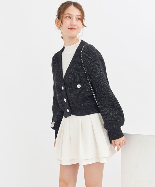 Crea titty&Co. PETIT（クレアティティーアンドコープチ）の「【Crea titty&Co.PETIT 】ボタンショートニットカーディガン（カーディガン/ボレロ・レディース・パープル/ブラック/ホワイト・FREE）」の20枚目の写真