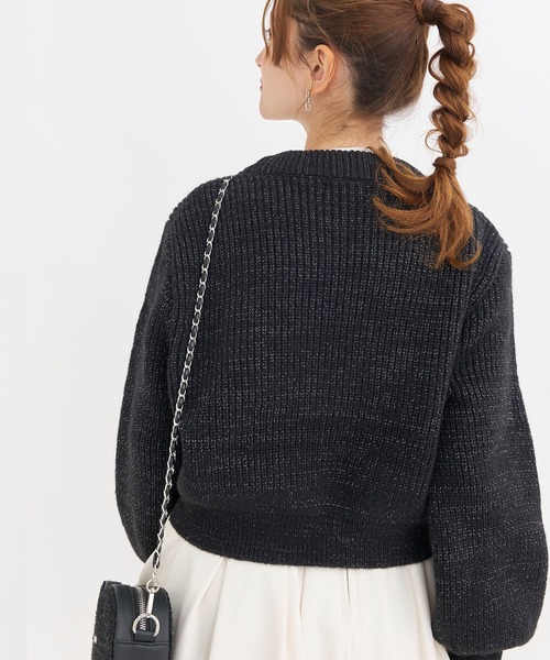 Crea titty&Co. PETIT（クレアティティーアンドコープチ）の「【Crea titty&Co.PETIT 】ボタンショートニットカーディガン（カーディガン/ボレロ・レディース・パープル/ブラック/ホワイト・FREE）」の21枚目の写真