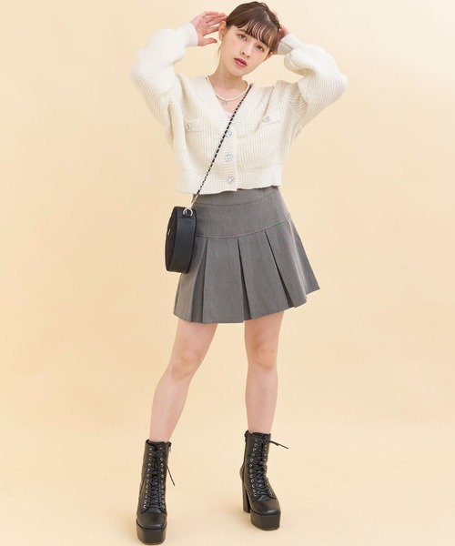 Crea titty&Co. PETIT（クレアティティーアンドコープチ）の「【Crea titty&Co.PETIT 】ボタンショートニットカーディガン（カーディガン/ボレロ・レディース・パープル/ブラック/ホワイト・FREE）」の11枚目の写真