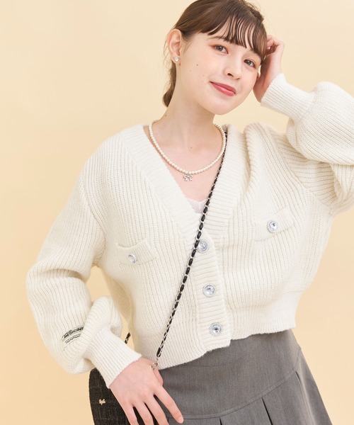 Crea titty&Co. PETIT（クレアティティーアンドコープチ）の「【Crea titty&Co.PETIT 】ボタンショートニットカーディガン（カーディガン/ボレロ・レディース・パープル/ブラック/ホワイト・FREE）」の14枚目の写真