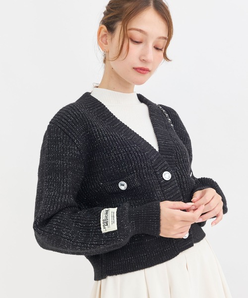 Crea titty&Co. PETIT（クレアティティーアンドコープチ）の「【Crea titty&Co.PETIT 】ボタンショートニットカーディガン（カーディガン/ボレロ・レディース・パープル/ブラック/ホワイト・FREE）」の6枚目の写真