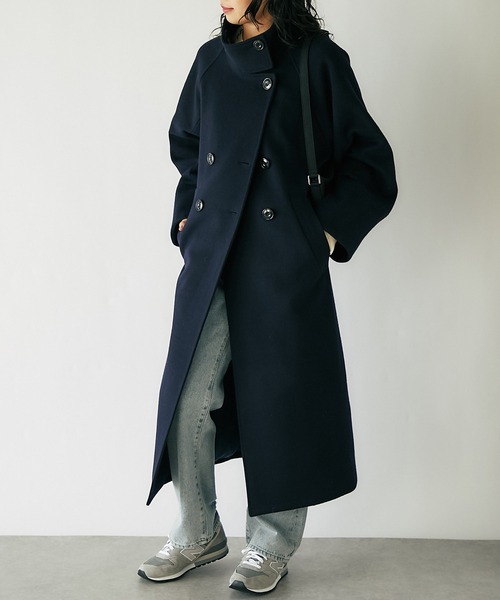 RIVE DROITE（リヴドロワ）の「ウールスタンドネックコート（その他アウター・レディース・ベージュ/ネイビー・FREE）」の4枚目の写真