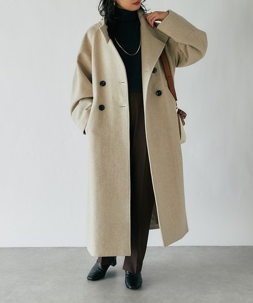 RIVE DROITE（リヴドロワ）の「ウールスタンドネックコート（その他アウター・レディース・ベージュ/ネイビー・FREE）」の3枚目の写真